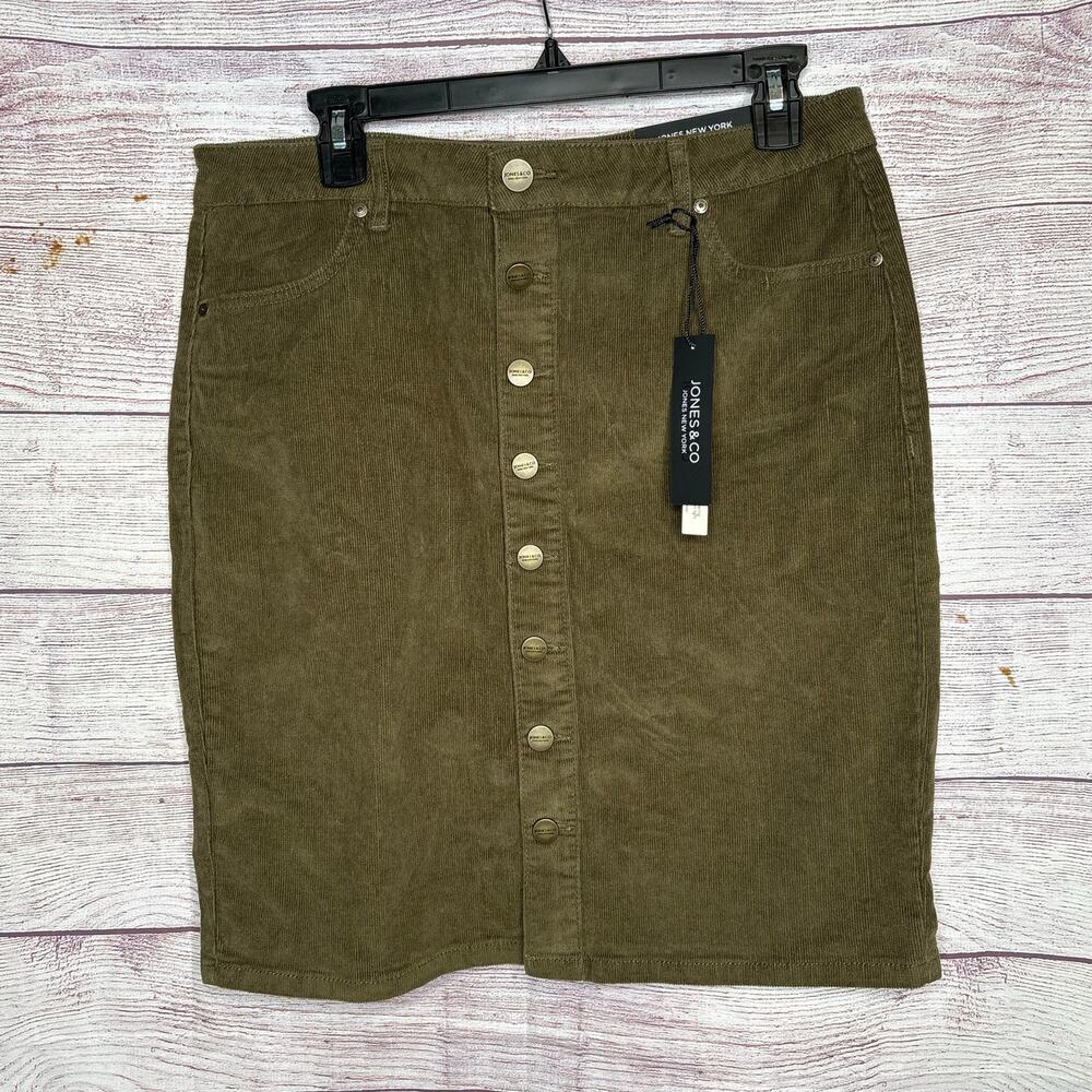 Jones & Co High Waisted Micro Corduroy Pencil Pocket Preppy Skirt Size 12 New